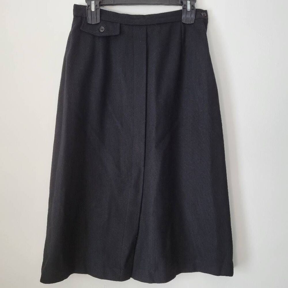Vintage Hunter Sportswear Black Wool Midi Skirt Size 10 Lined A-Line Classic War